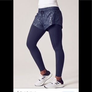 Athleta Rainier 2 in 1 Navy Blue shorts leggings tights